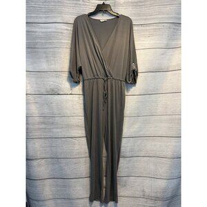 Promesa Gray 3/4 Sleeve Drawstring Jumpsuit Size M